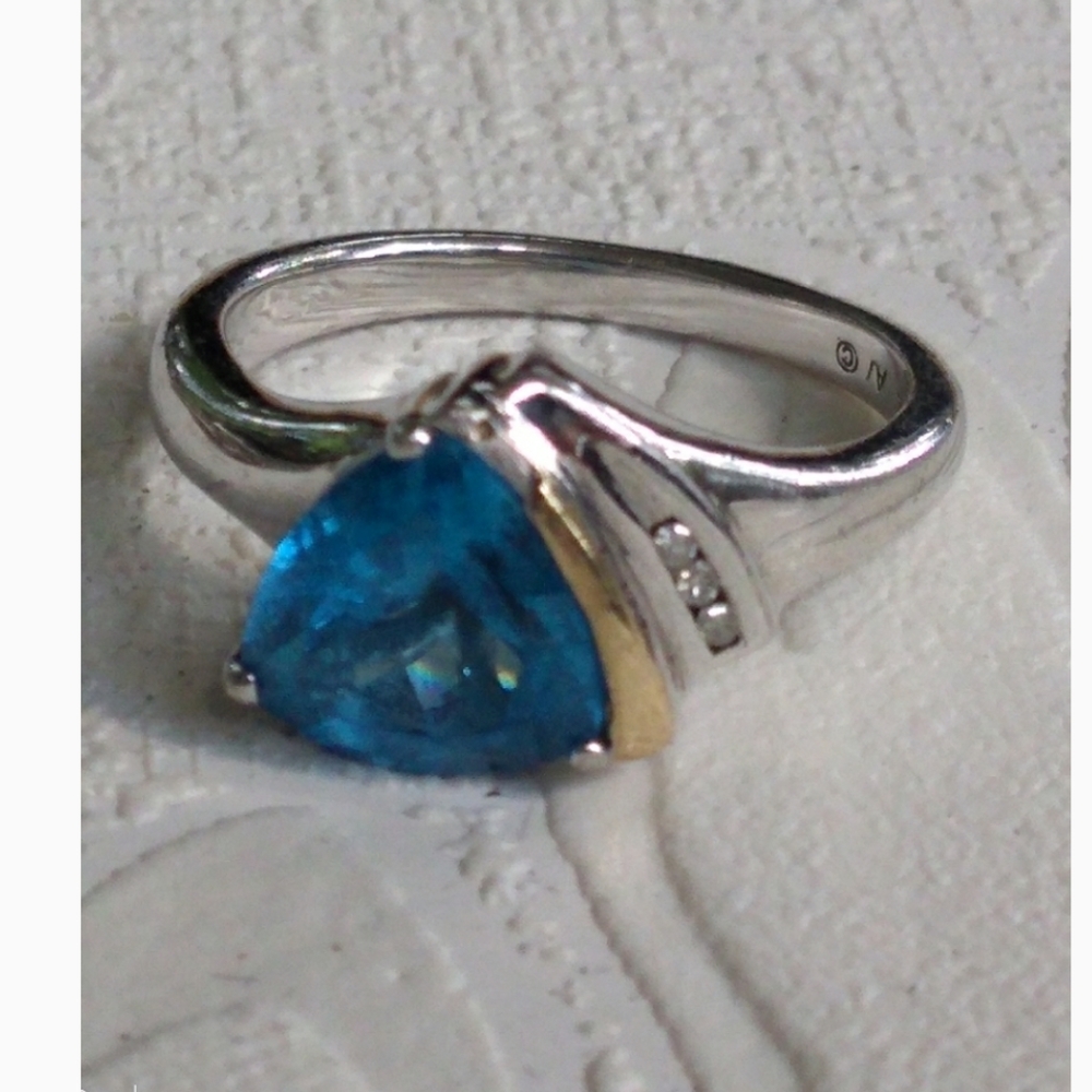 AV 925 + 14K Topaz Diamond Ring ALWAND VAHAN - Picture 2 of 16